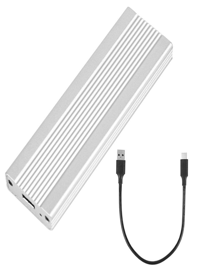 M.2 NVMe/SATA Dual Protocol Mobile Hard Disk Case USB3.1 Type-C External SSD Enclosure Aluminum Alloy Shell Silver - Image 1
