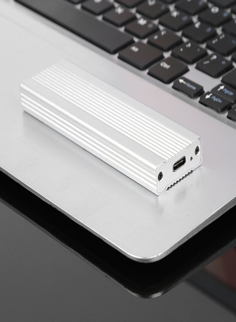 M.2 NVMe/SATA Dual Protocol Mobile Hard Disk Case USB3.1 Type-C External SSD Enclosure Aluminum Alloy Shell Silver - Image 2