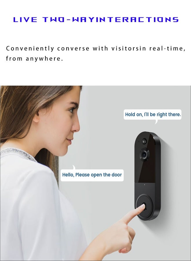 Smart Video Doorbell with Camera, AI Human Detection, Night Vision, 2-Way Audio, Wireless & Weatherproof - Image 3