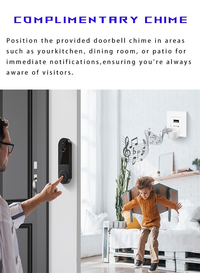 Smart Video Doorbell with Camera, AI Human Detection, Night Vision, 2-Way Audio, Wireless & Weatherproof - Image 2