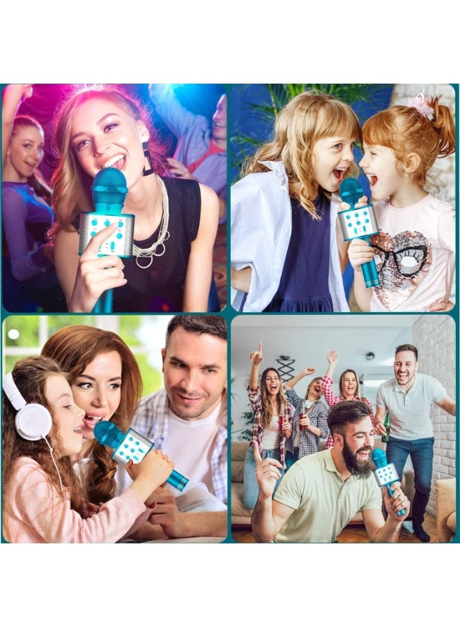 Bluetooth Karaoke Mic - Wireless & Multifunctional2 in 1 Microphone with Audio Recording, Continuous Play+ USB Charging + Card Slot + Aux Port (Blue - Color) - Image 4