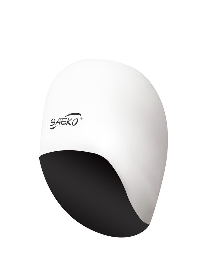 SAEKO Wrinkle Free Silicon Swim Cap Reversible (Black & White) - Image 1