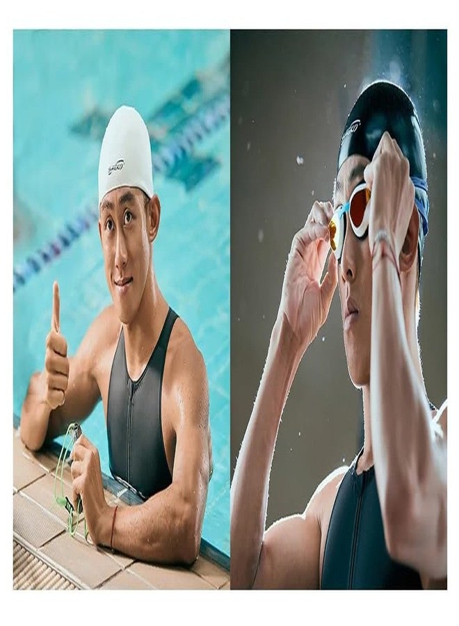 SAEKO Wrinkle Free Silicon Swim Cap Reversible (Black & White) - Image 5