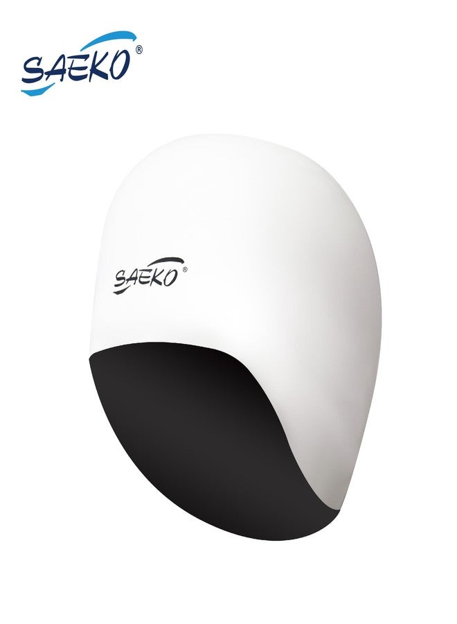 SAEKO Wrinkle Free Silicon Swim Cap Reversible (Black & White) - Image 3