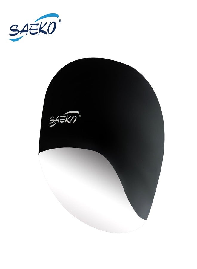 SAEKO Wrinkle Free Silicon Swim Cap Reversible (Black & White) - Image 2