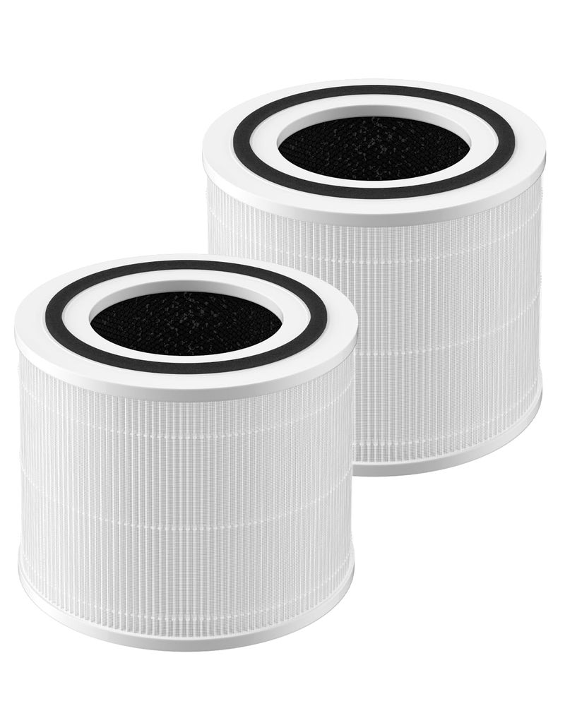 2Pack Core 300 Replacement Filter Compatible with LEVOIT Core 300 and Core 300S Air Purifier H13 True HEPA  Activated Carbon Replace Core300RF White