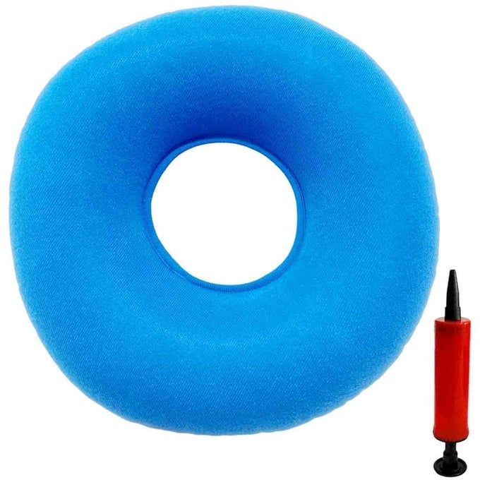 DONUT PILLOW INFLATABLE DONUT CUSHION FOR TAILBONE PAINHEMORRHOID SEAT CUSHION 15 LIGHT BLUE AIR PUMP INCLUDED