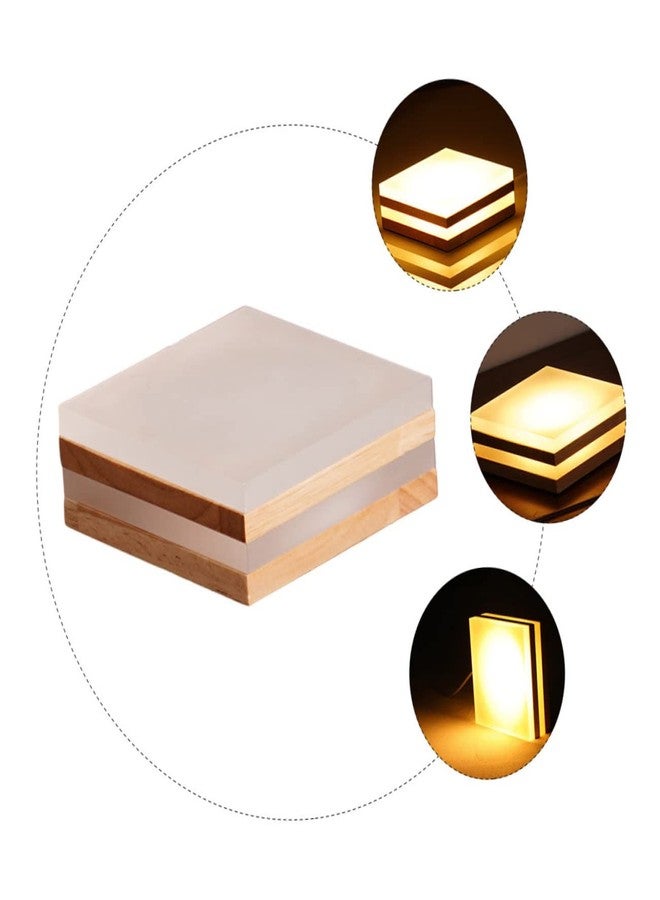 DIYEAH Led Night Light with Wooden Base Luminous Vase Pedestal for Home Decor Dimming Switch for Nightstand Display and Bonsai Ornament - Image 3