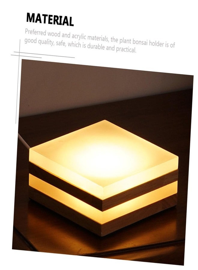 DIYEAH Led Night Light with Wooden Base Luminous Vase Pedestal for Home Decor Dimming Switch for Nightstand Display and Bonsai Ornament - Image 4