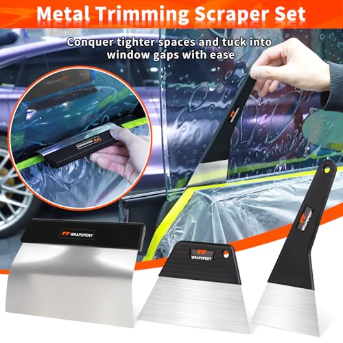 WRAPXPERT Window Tinting Tools for Windshield/Rear Glass Film Install and Clean Includes Bulldozer Squeegee, Window Scraper, Felt Squeegee, Small PPF, Utility Knife, Vinyl Wrap Cutter - Image 3