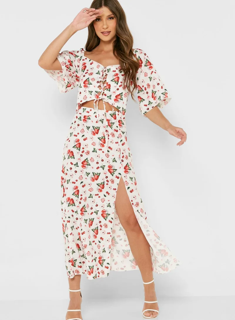 PARISIAN Front Split Printed Cut Out Detail Dress