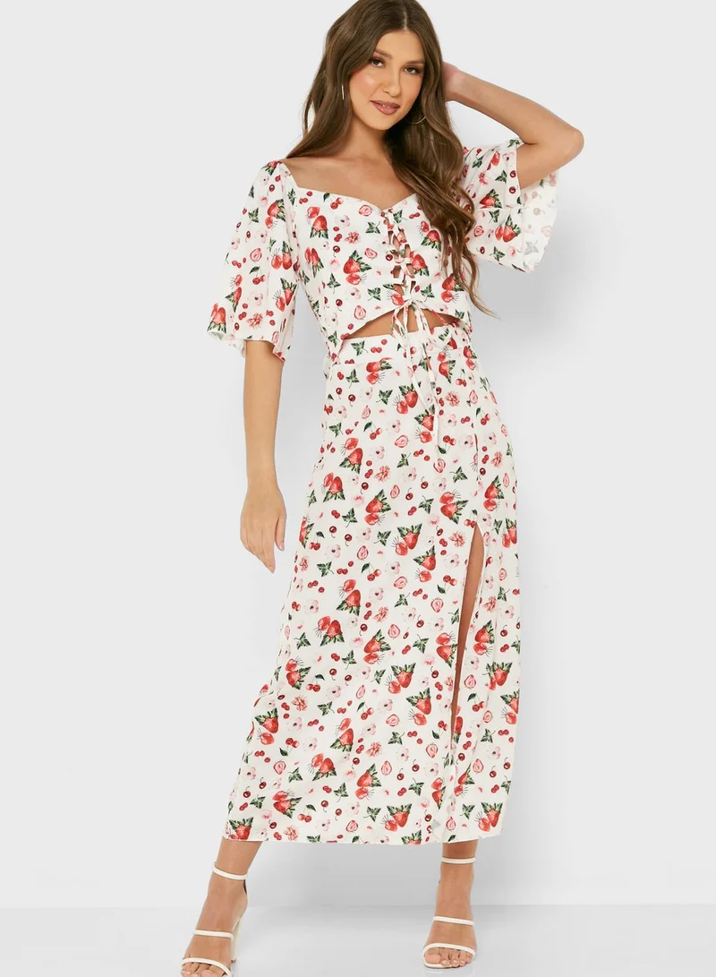 PARISIAN Front Split Printed Cut Out Detail Dress