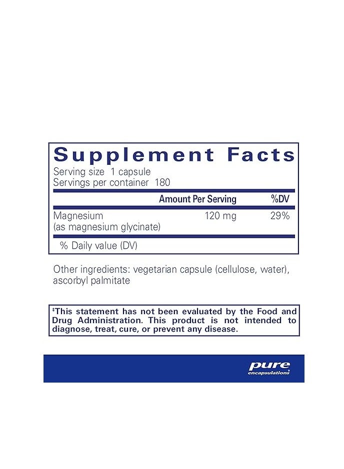 Pure Encapsulations Magnesium Glycinate Dietary Supplement - 180 Capsules - Image 3
