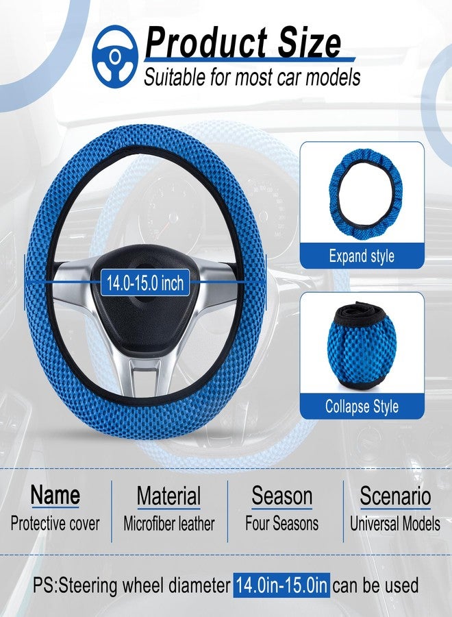 Alpmosn Elastic Stretch Steering Wheel Cover, Universal Interior Accessories Steering Wheel Cover for Women & Men, Breathable Microfiber Ice Silk, Anti-Slip, Odorless, Easy Carry(Blue) - Image 2