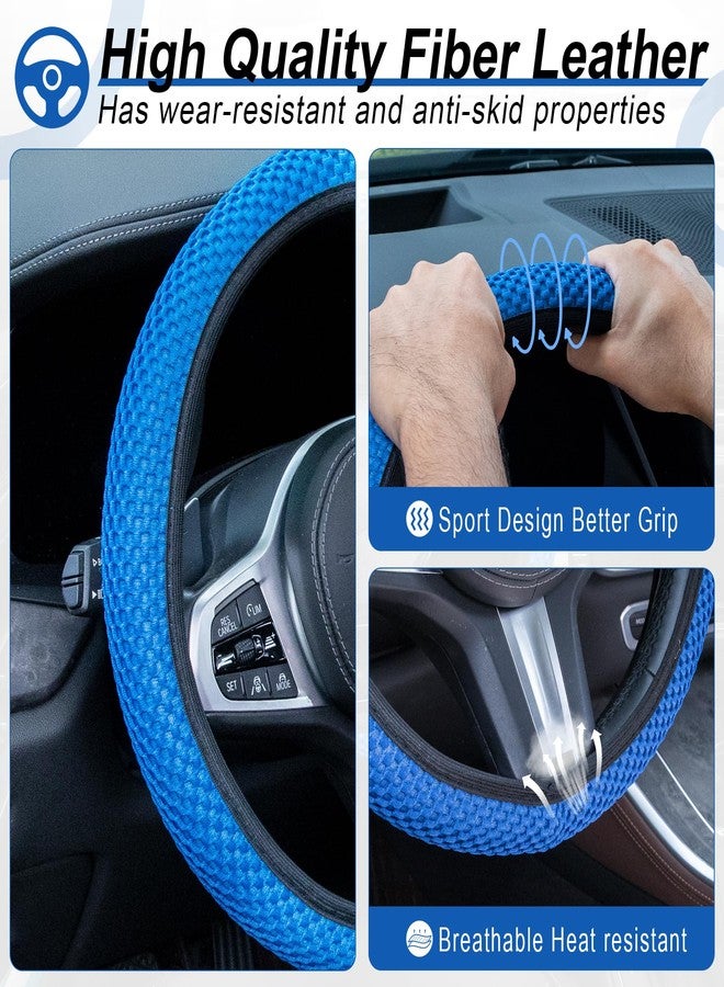 Alpmosn Elastic Stretch Steering Wheel Cover, Universal Interior Accessories Steering Wheel Cover for Women & Men, Breathable Microfiber Ice Silk, Anti-Slip, Odorless, Easy Carry(Blue) - Image 3