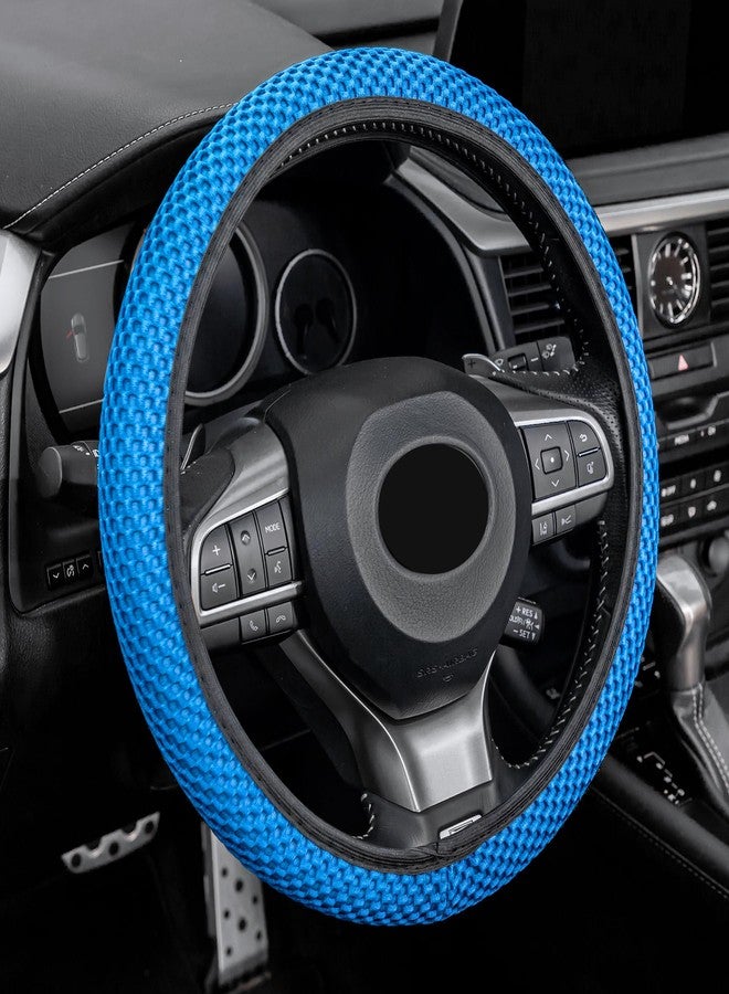 Alpmosn Elastic Stretch Steering Wheel Cover, Universal Interior Accessories Steering Wheel Cover for Women & Men, Breathable Microfiber Ice Silk, Anti-Slip, Odorless, Easy Carry(Blue) - Image 1