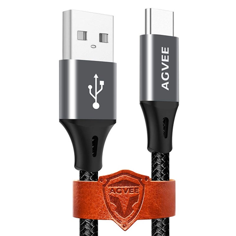 AGVEE 2 Pack 15ft USB-C Cable, Extra Long Braided Type-C Charging Cord Fast Android Phone Charger Wire, Seamless USBC End Tip for Samsung S10 S10e S9 S8 A10e, Note 9 8, LG Stylo 4 5, Dark Gray - Image 1