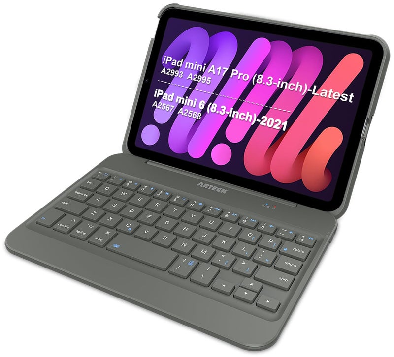 Arteck iPad mini A17 Pro (8.3-inch) Keyboard Case, Bluetooth Keyboard with Protection Shockproof Case for Apple 8.3-inch iPad mini A17 Pro and mini 6 - Image 1