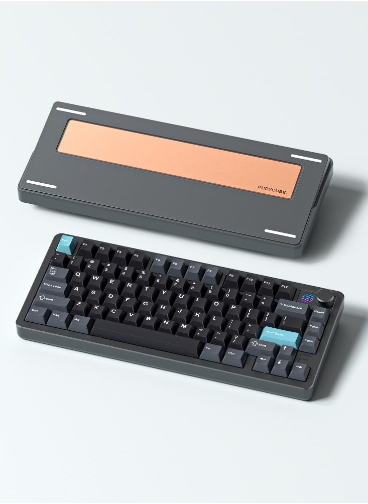 FURYCUBE - F75 Wireless Aluminum Mechanical Gaming Keyboard, Tri-Mode BT5.0/2.4GHz/USB-C Hot Swappable Custom Keyboard, Gasket Structure, RGB Backlit Gaming Keyboard for PC/PS5/PS4/Tablet/Xbox, Space Gray - Image 1