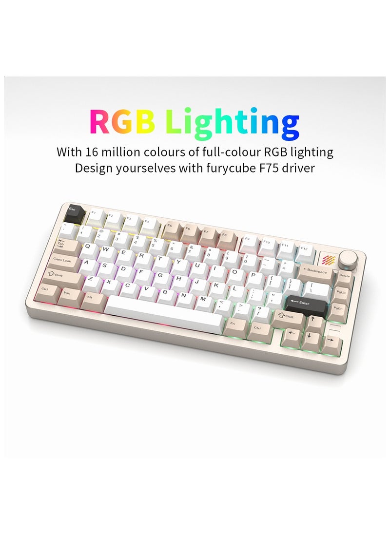 FURYCUBE - F75 Wireless Aluminum Mechanical Gaming Keyboard, Tri-Mode BT5.0/2.4GHz/USB-C Hot Swappable Custom Keyboard, Gasket Structure, RGB Backlit Gaming Keyboard for PC/PS5/PS4/Tablet/Xbox, Space Gray - Image 1