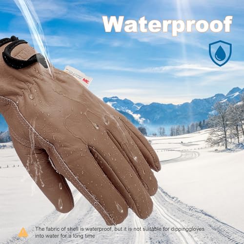 SLARMOR Mens Winter Leather Work Gloves, Warm Thinsulate Lining for Cold Weather Work, Thermal Insulated Work Gloves with Leather Palm,100 gram Insulation-XL - Image 4