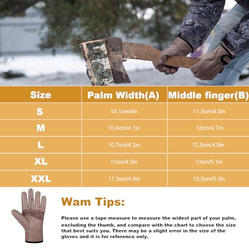 SLARMOR Mens Winter Leather Work Gloves, Warm Thinsulate Lining for Cold Weather Work, Thermal Insulated Work Gloves with Leather Palm,100 gram Insulation-XL - Image 5