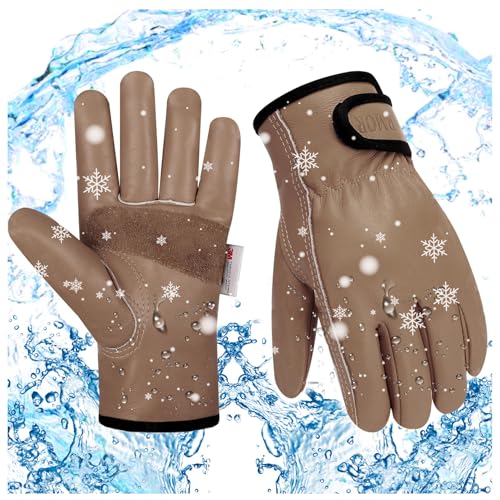 SLARMOR Mens Winter Leather Work Gloves, Warm Thinsulate Lining for Cold Weather Work, Thermal Insulated Work Gloves with Leather Palm,100 gram Insulation-XL - Image 1