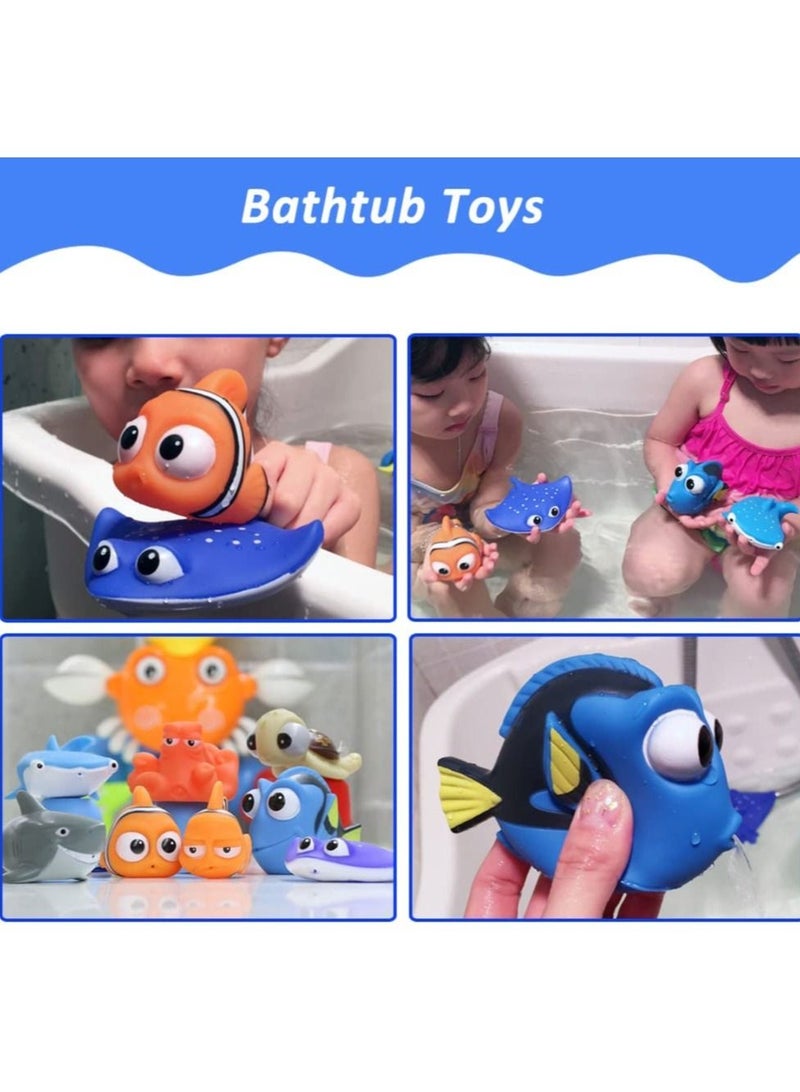 واي آند دي 8PCS Finding Dory Nemo Bath Squirt Toys, Floating Sea Animals (Shark Octopus Clownfish Turtle Devil fish) Bathtub Water Toy for Baby Kids Toddler Shower and Swimming Pool - Image 3