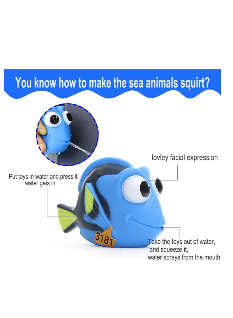 واي آند دي 8PCS Finding Dory Nemo Bath Squirt Toys, Floating Sea Animals (Shark Octopus Clownfish Turtle Devil fish) Bathtub Water Toy for Baby Kids Toddler Shower and Swimming Pool - Image 5
