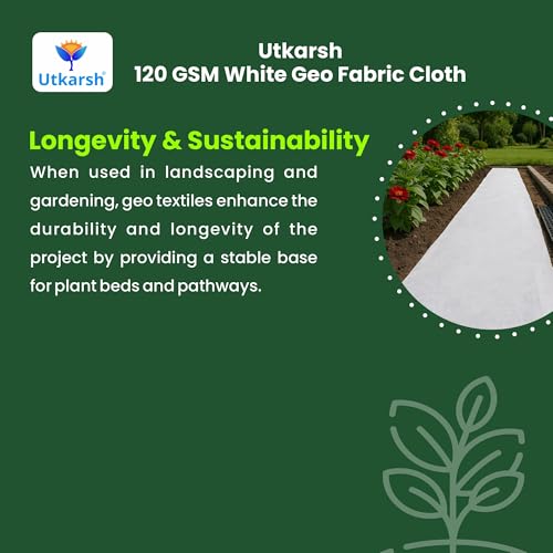 Utkarsh 120 GSM Geo Textile Cloth/Geotextile Non-Woven Fabric Cloth for Sub-Surface Drain/Terrace Garden | White, 7.33 ft X 6.82 ft (50 Sq.ft) - Image 4