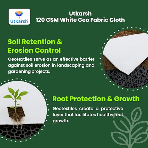 Utkarsh 120 GSM Geo Textile Cloth/Geotextile Non-Woven Fabric Cloth for Sub-Surface Drain/Terrace Garden | White, 7.33 ft X 6.82 ft (50 Sq.ft) - Image 2