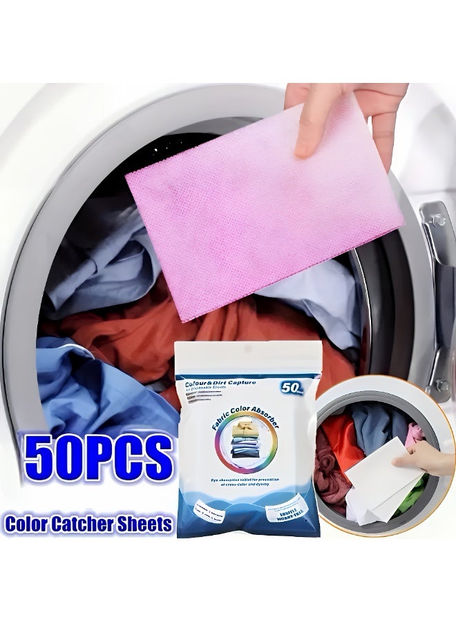 ValueHut 50-Pack Color Catcher Laundry Sheets – Anti Color Transfer Dye Trapping Sheets for Mixed Loads – Fragrance-Free, Safe for All Fabrics, Strong Color Absorption - Image 1
