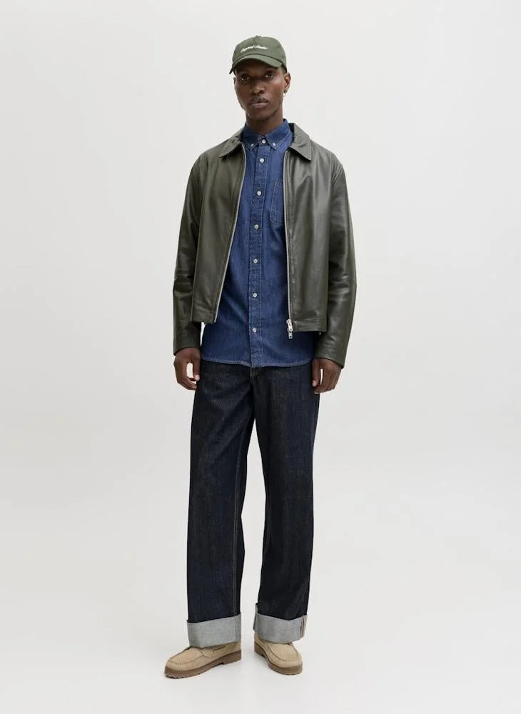 JACK & JONES Blue Denim Pack:MID BLUE Casual Long Sleeve Denim Shirt for Men | Best Price UAE