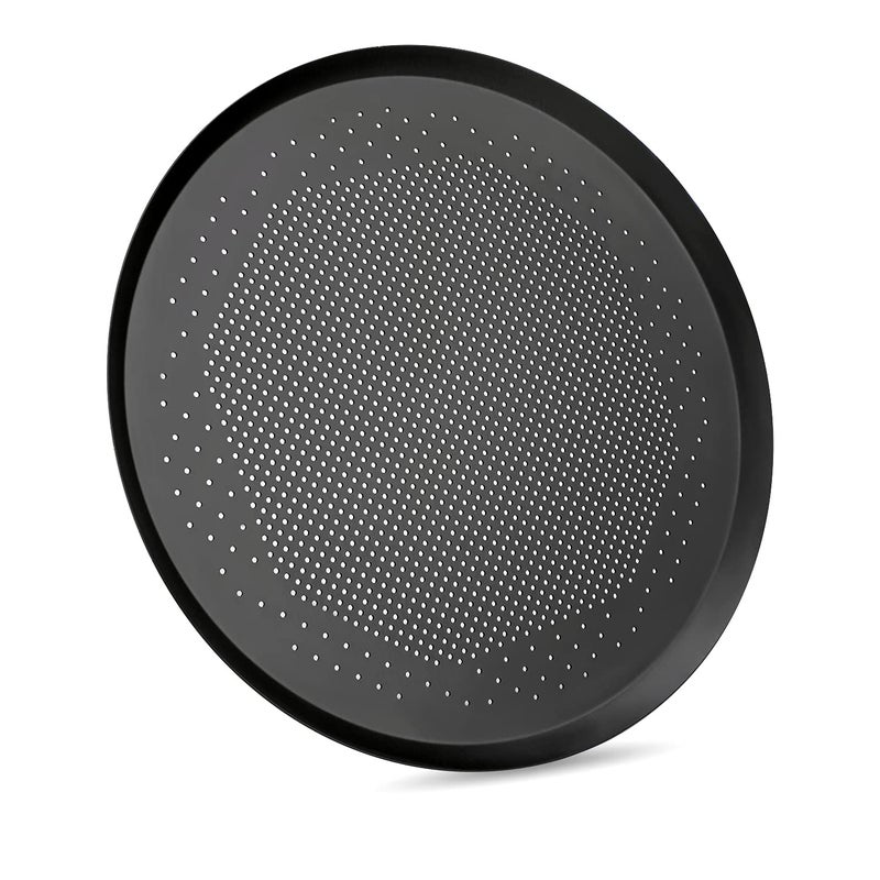 Beasea Pizza Pan 16 Inch Perforated Pizza Tray with Holes for Oven Black Heavy Duty Aluminum Alloy Round Pizza Crisper Pan Pizza Baking Tray Bakeware for Home Restaurant Kitchen
