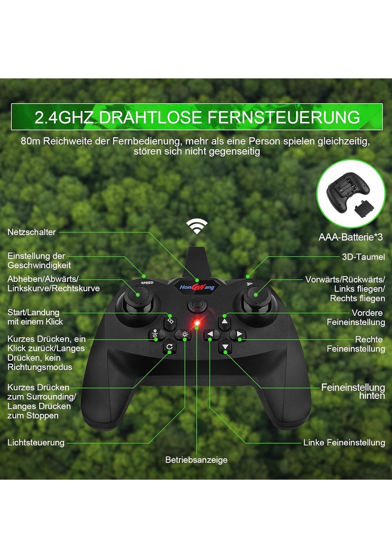 ELTRAZONE RC Aeroplane 2.4GHz Remote Controlled Quadcopter | L0713 Floating Fighter Aircraft | RTF for Beginners, Children, & Adults | USB Charging | Green Color - Image 5