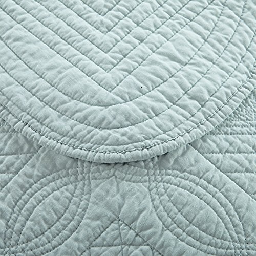 Calla Angel Sage Garden Luxury Pure Cotton Quilt, Queen, Light Aqua - Image 4