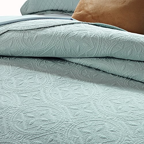 Calla Angel Sage Garden Luxury Pure Cotton Quilt, Queen, Light Aqua - Image 2