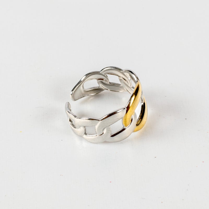 ذا بلاك بيرل اكسسوريز خاتم أستانليس ستيل فري سايز ذهبي × فضي - Image 2