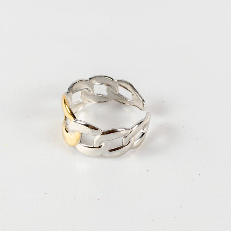 ذا بلاك بيرل اكسسوريز خاتم أستانليس ستيل فري سايز ذهبي × فضي - Image 3