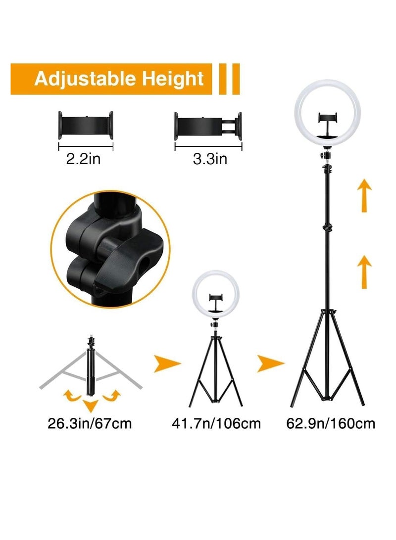 Selfie Ring Light, 10 Inch Dimmable LED Ring Light with Adjustable Tripod Stand and Phone Holder, 3 Lighting Modes and 10 Brightness Levels for Live Streaming, Makeup, YouTube, TikTok, Photography - Image 4