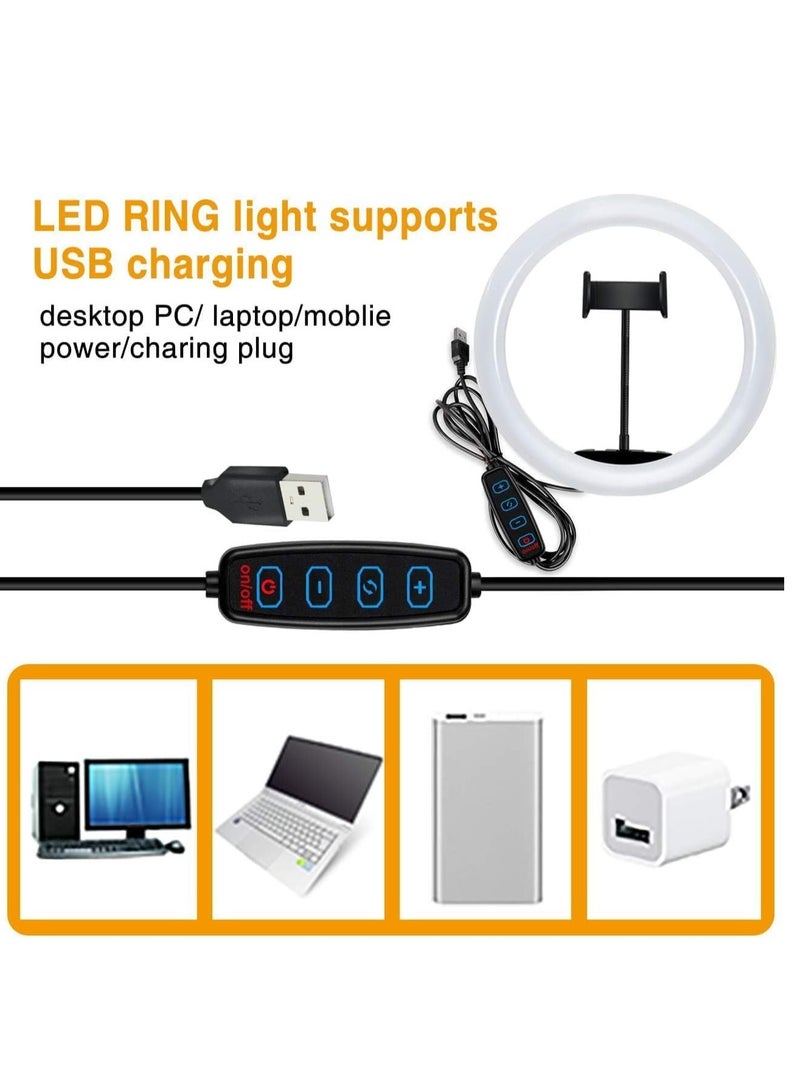 Selfie Ring Light, 10 Inch Dimmable LED Ring Light with Adjustable Tripod Stand and Phone Holder, 3 Lighting Modes and 10 Brightness Levels for Live Streaming, Makeup, YouTube, TikTok, Photography - Image 5