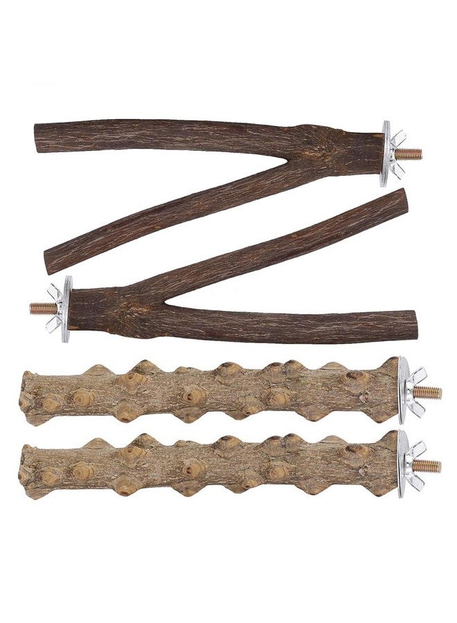 Mogoko 4 Pcs Bird Perches Parrot Stand Natural Wood Perch Parakeet Toys Bird Cage Accessories For Conure Supplies Budgie Platform - Image 1