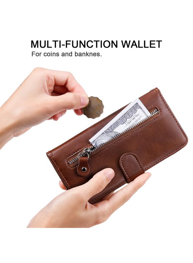 إيروريكس جراب هاتف iPhone 14 Plus من الجلد بتصميم جلد العجل مع سحاب وقلاب أفقي - Image 5