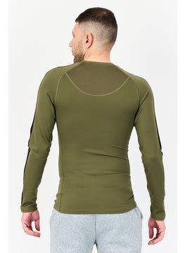 Adidas Men Sportswear Fit Long Sleeves Training T-Shirt, Olive  - Image 3