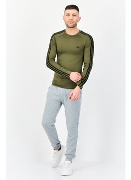 Adidas Men Sportswear Fit Long Sleeves Training T-Shirt, Olive  - Image 2