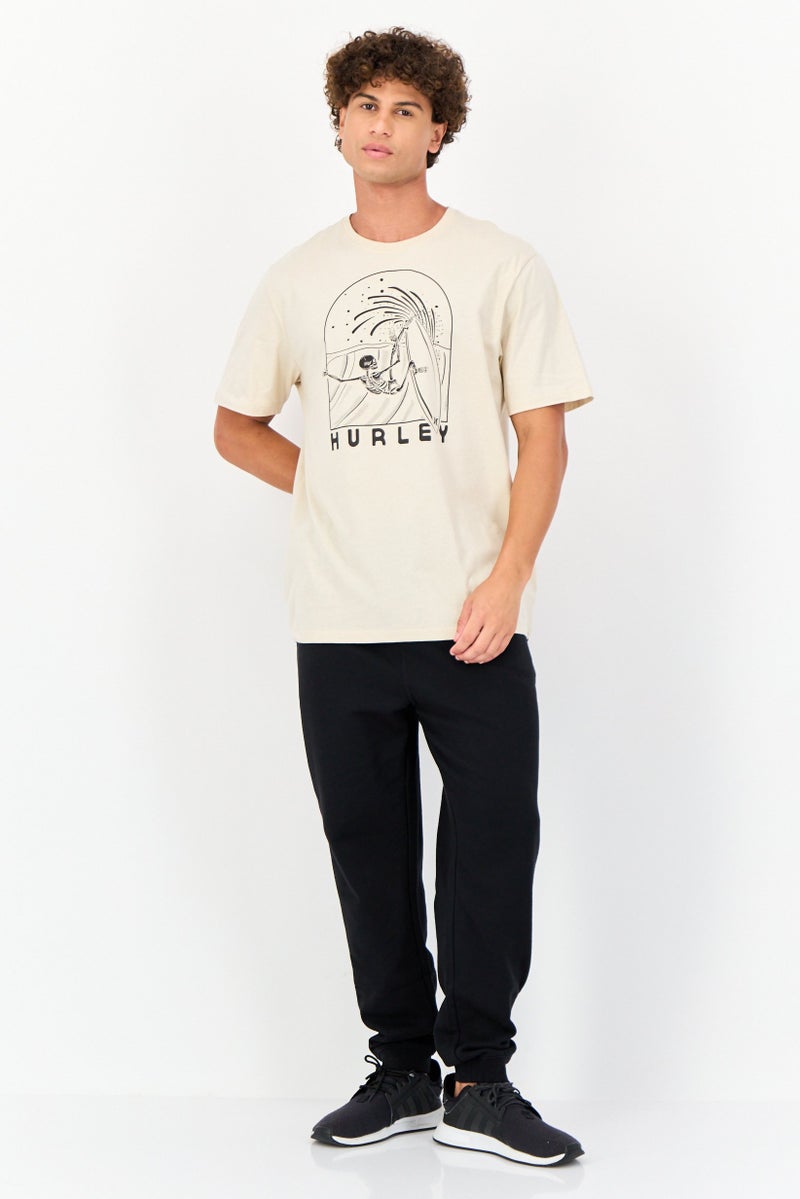 Hurley Men Sportswear Fit Short Sleeves Outdoor T-shirt, Cream - Image 2