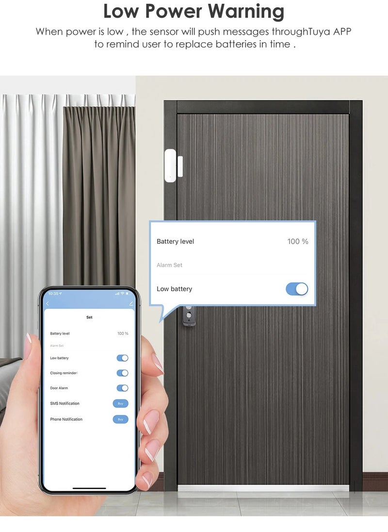 Tuya WiFi Door Sensor Window Sensor Open/Close Detector Security Protection Alarm Detector Work With Alexa
