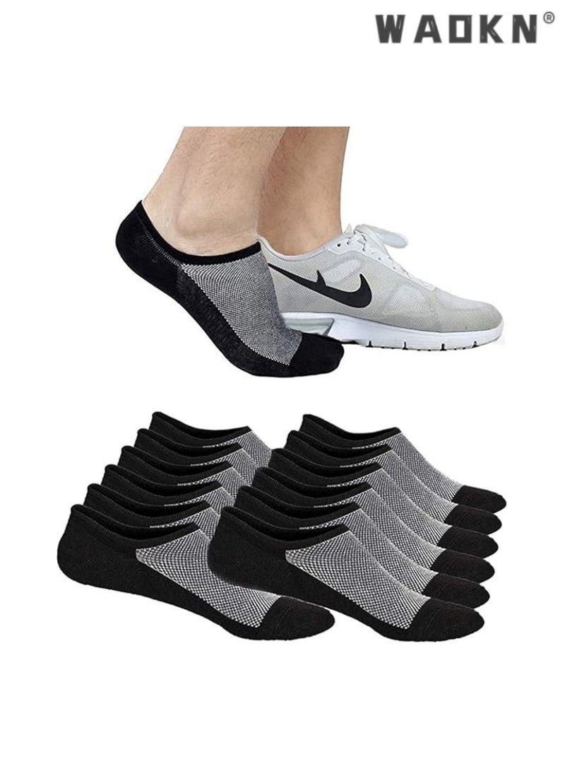WAOKN Mens Ankle Athletic Socks, Low Cut Breathable Running Socks, Comfort Sports Trainer Socks, Cotton Casual Non-Slip No Show Socks for Men and Women, Invisible Crew Boat Socks, 6Pairs  - Image 1