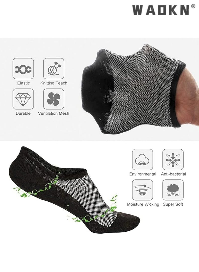 WAOKN Mens Ankle Athletic Socks, Low Cut Breathable Running Socks, Comfort Sports Trainer Socks, Cotton Casual Non-Slip No Show Socks for Men and Women, Invisible Crew Boat Socks, 6Pairs  - Image 2