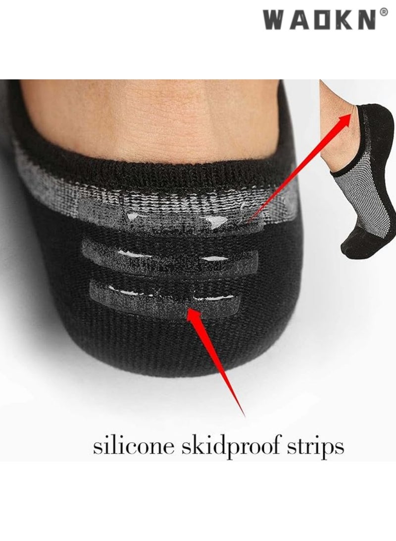 WAOKN Mens Ankle Athletic Socks, Low Cut Breathable Running Socks, Comfort Sports Trainer Socks, Cotton Casual Non-Slip No Show Socks for Men and Women, Invisible Crew Boat Socks, 6Pairs  - Image 3